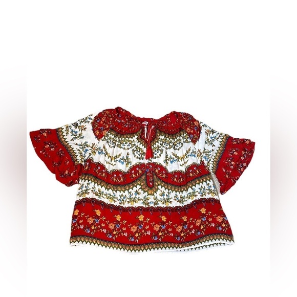 Bila Bohemian Peasant Blouse Bell Sleeves Tiered Floral Print Size XXL Western - Picture 7 of 11